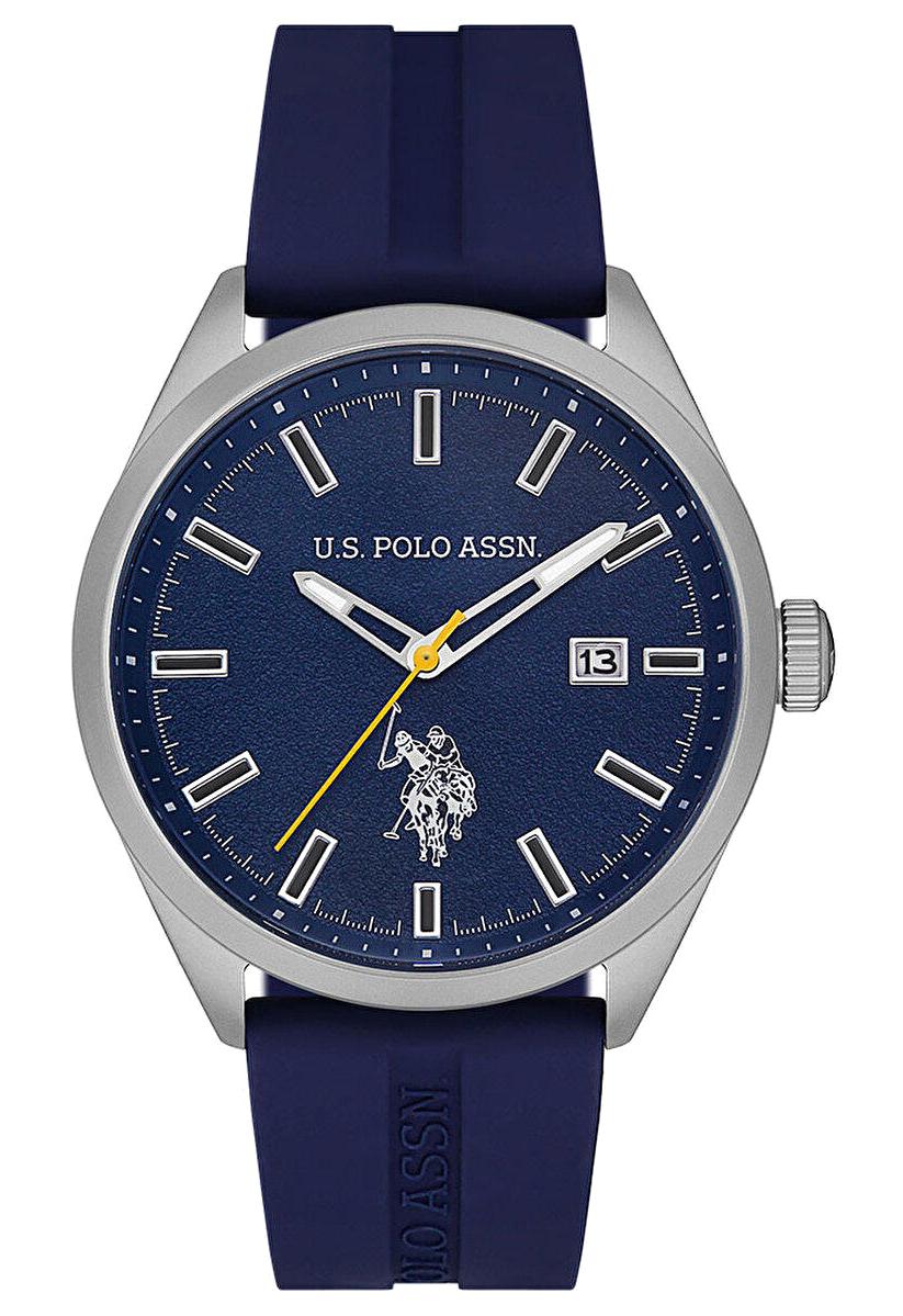 U.S. Polo Assn USPA1068-09 Takvimli 43 mm Lacivert Silikon Kordon Analog Erkek Kol Saati
