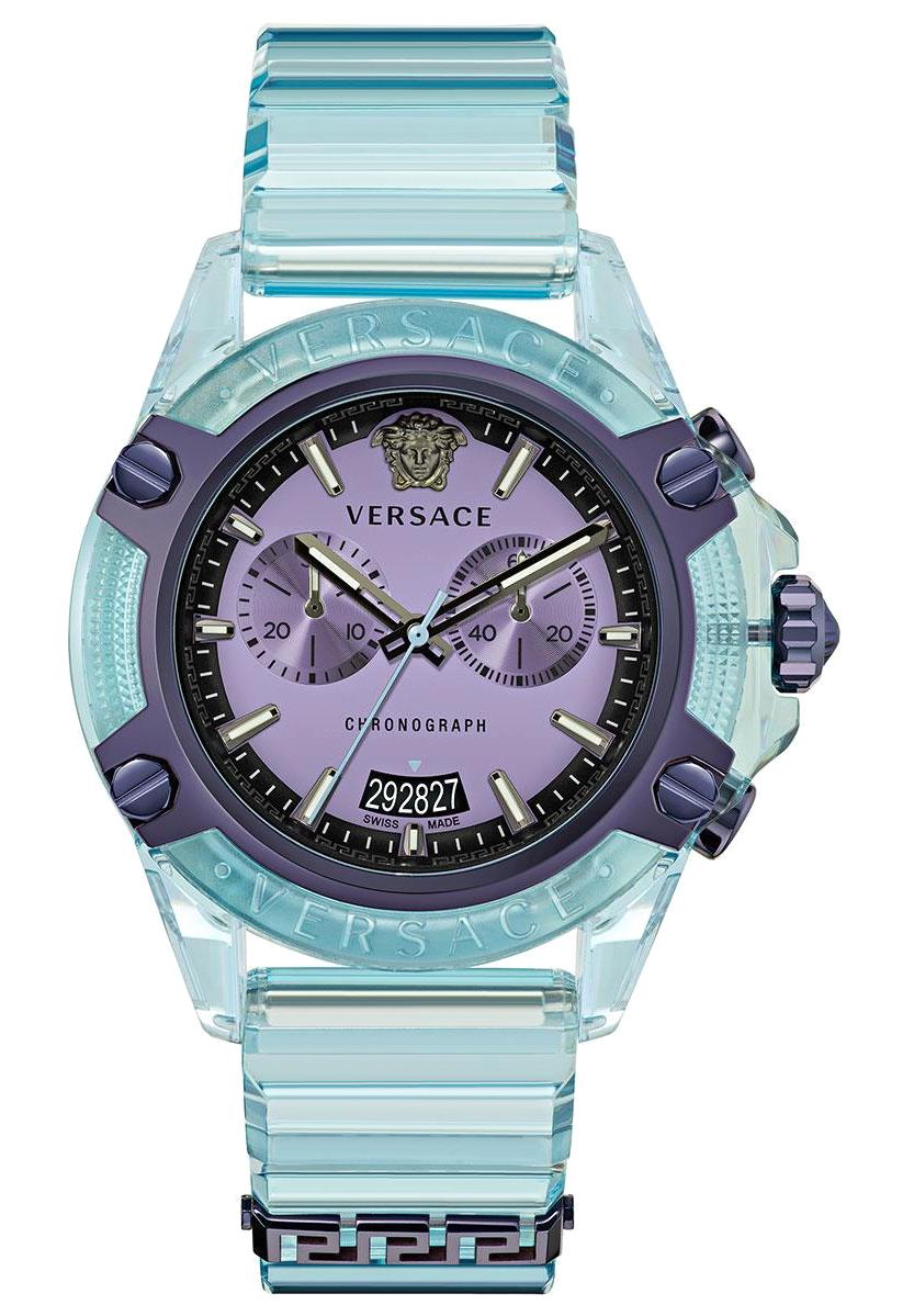 Versace VRSCVEZ701523 Takvimli 44 mm Mavi Polikarbon Kordon Analog Erkek Kol Saati