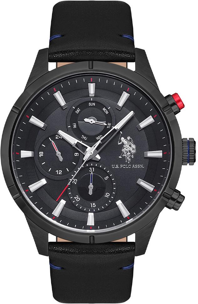 U.S. Polo Assn USPA1014-08 Takvimli 46 mm Siyah Deri Kordon Analog Erkek Kol Saati
