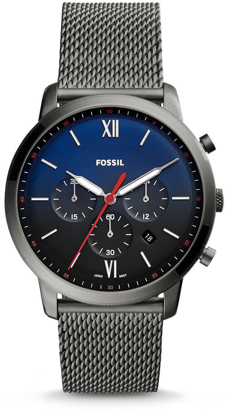 Fossil FS5383 Takvimli 44 mm Füme Çelik Kordon Analog Erkek Kol Saati