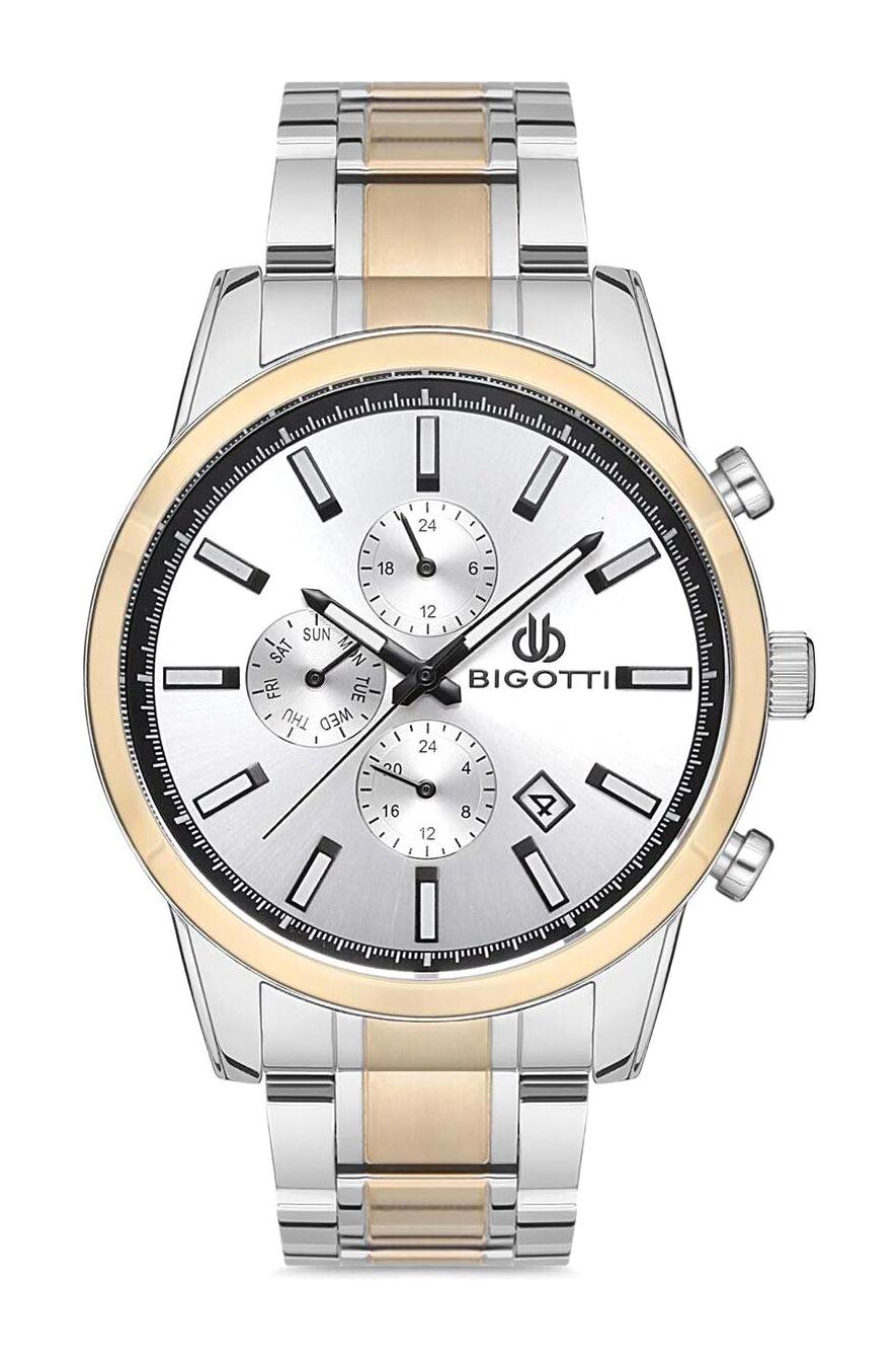 Bigotti BG.1.10159.6 Takvimli 45 mm Altın-Çelik Kordon Analog Erkek Kol Saati