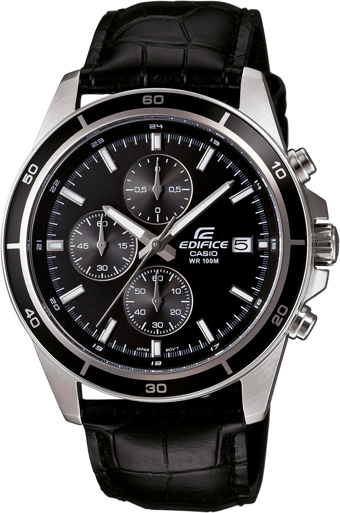 Casio EFR-526L-1AVUDF Takvimli 43.8 mm Siyah Deri Kordon Analog Erkek Kol Saati