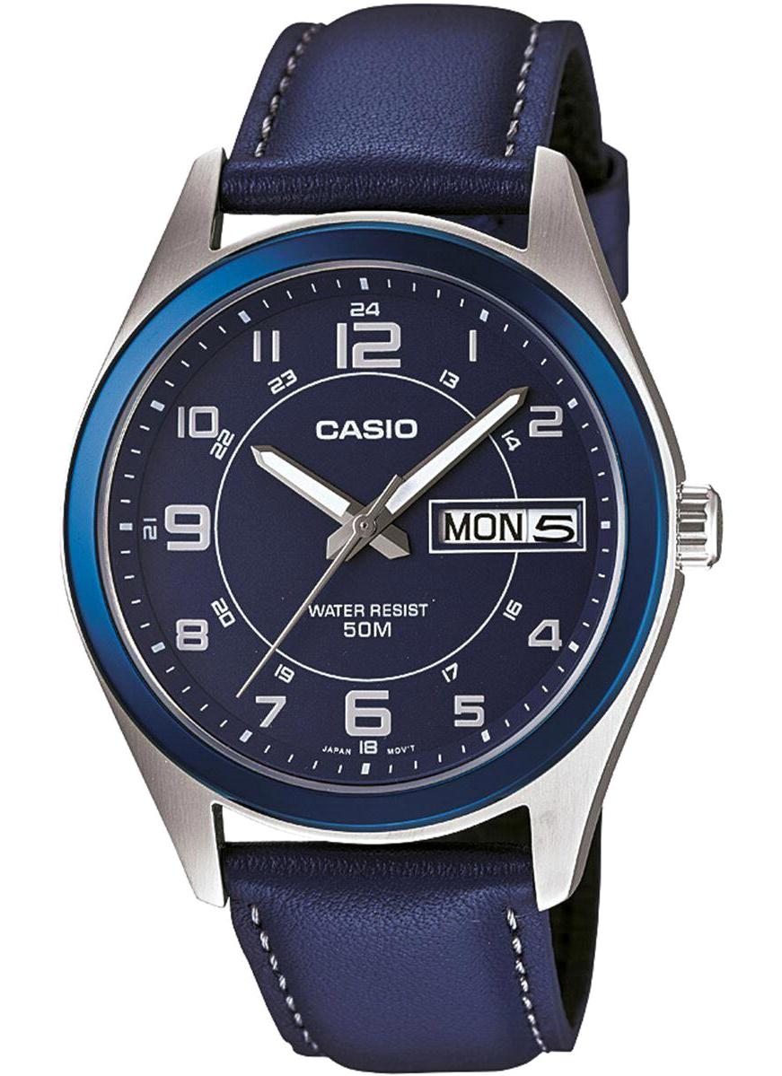 Casio MTP-1354L-2B Takvimli 40 mm Lacivert Deri Kordon Analog Kol Saati