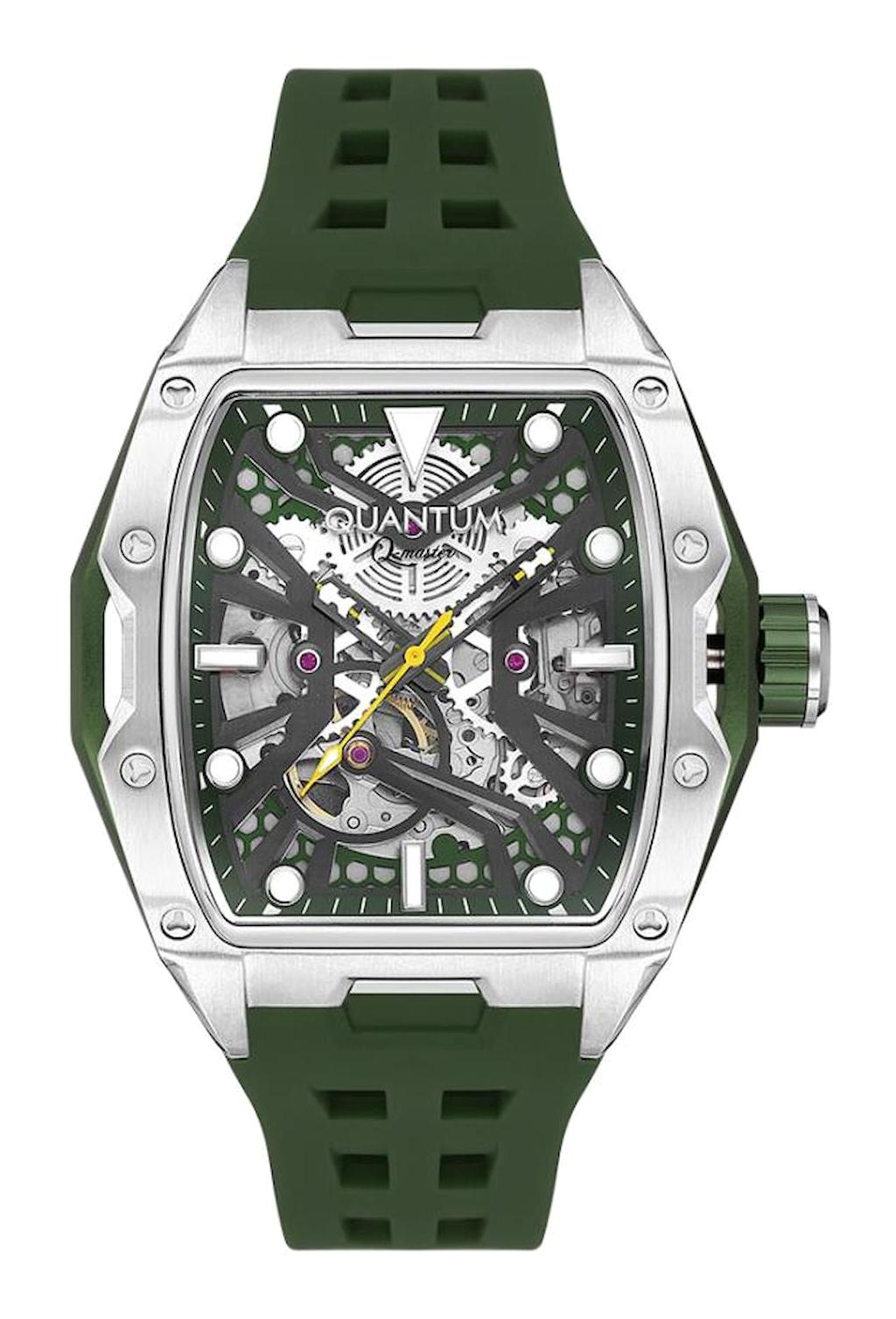 Quantum QMG1103.355 45 mm Yeşil Silikon Kordon Analog Erkek Kol Saati