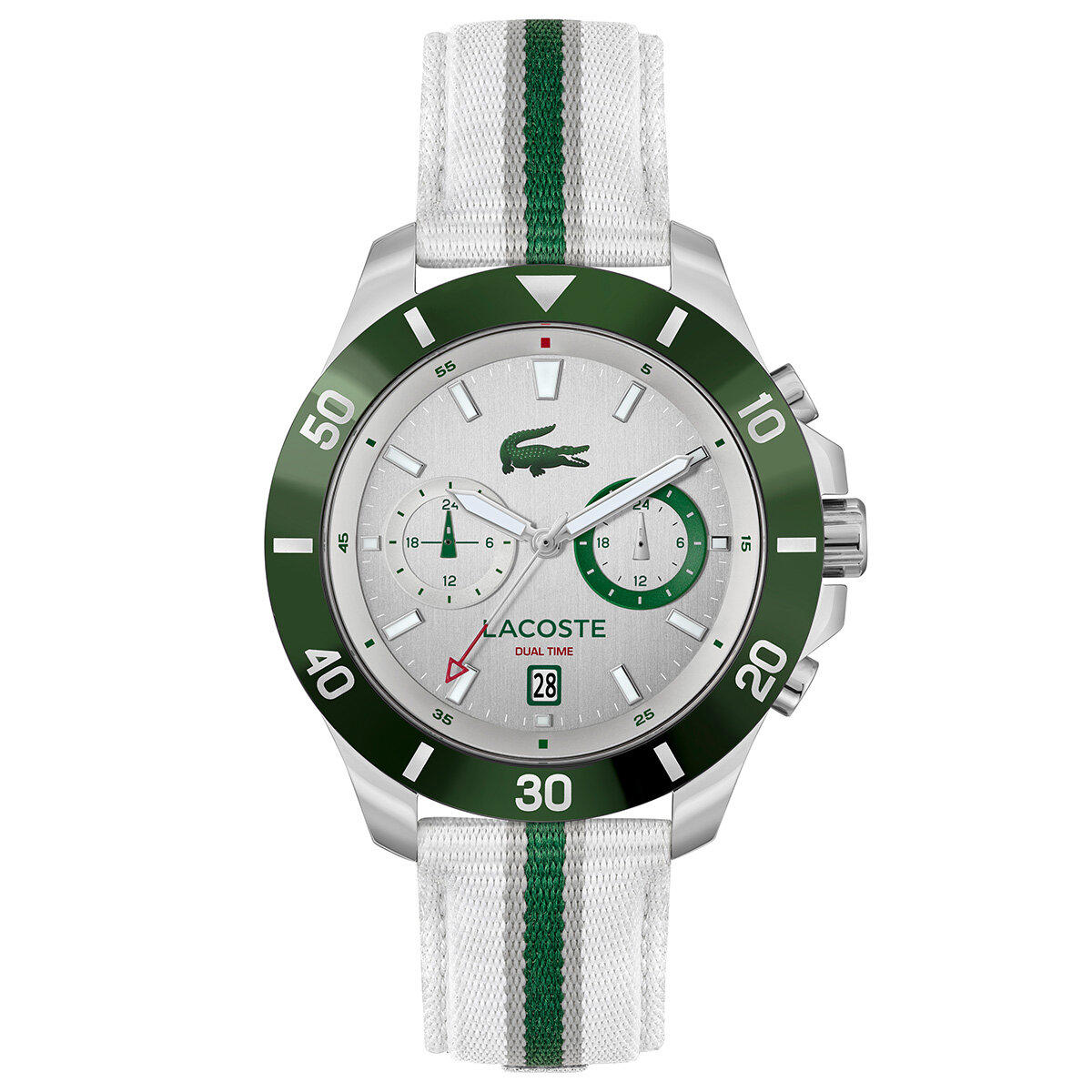 Lacoste LAC2011340 44 mm Beyaz-Yeşil Plastik Kordon Analog Erkek Kol Saati