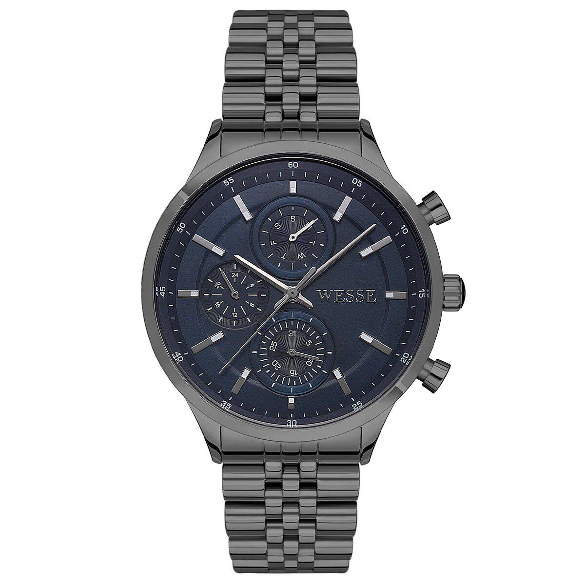 Wesse WWG207406 Pusulalı Takvimli 44 mm Antrasit Çelik Kordon Analog Erkek Kol Saati
