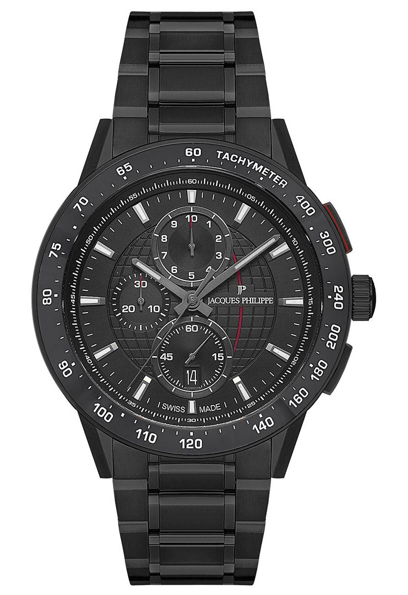 Jacques Philippe JPQGC284311 Takvimli 43 mm Siyah Çelik Kordon Analog Erkek Kol Saati