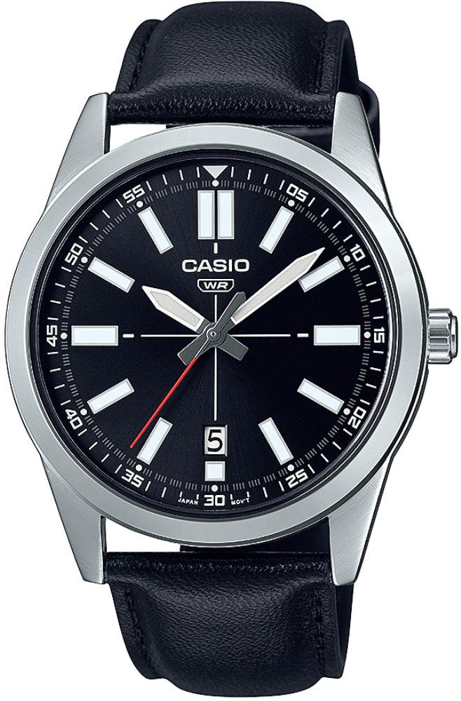 Casio MTP-VD02L-1EUDF Takvimli Siyah Deri Kordon Analog Erkek Kol Saati