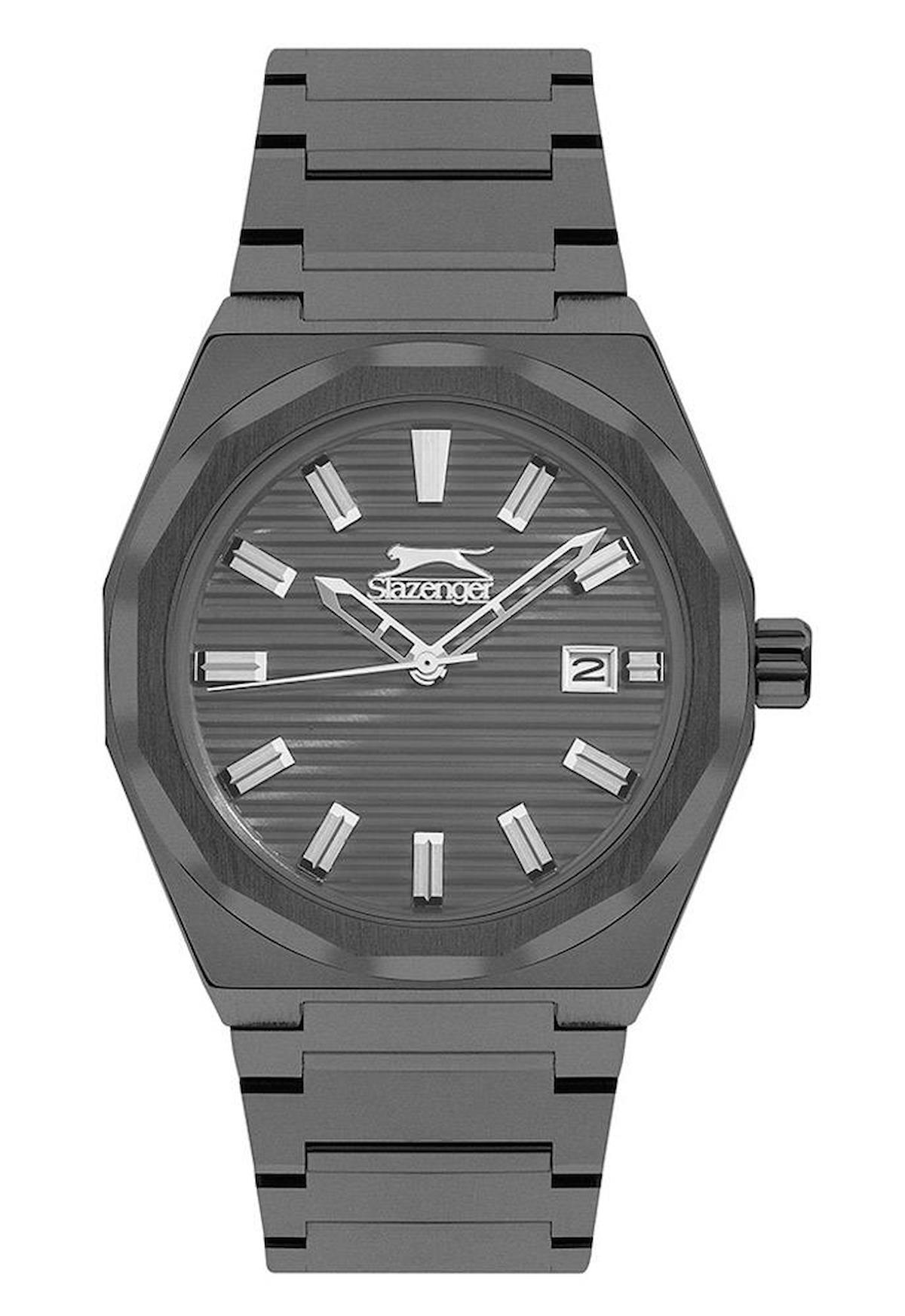 Slazenger SL.09.2143.1.04 Takvimli 42 mm Füme Çelik Kordon Analog Erkek Kol Saati