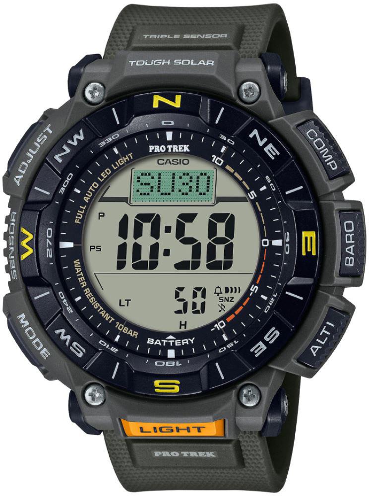 Casio PRG-340-3D Takvimli Siyah Silikon Kordon Dijital Kol Saati