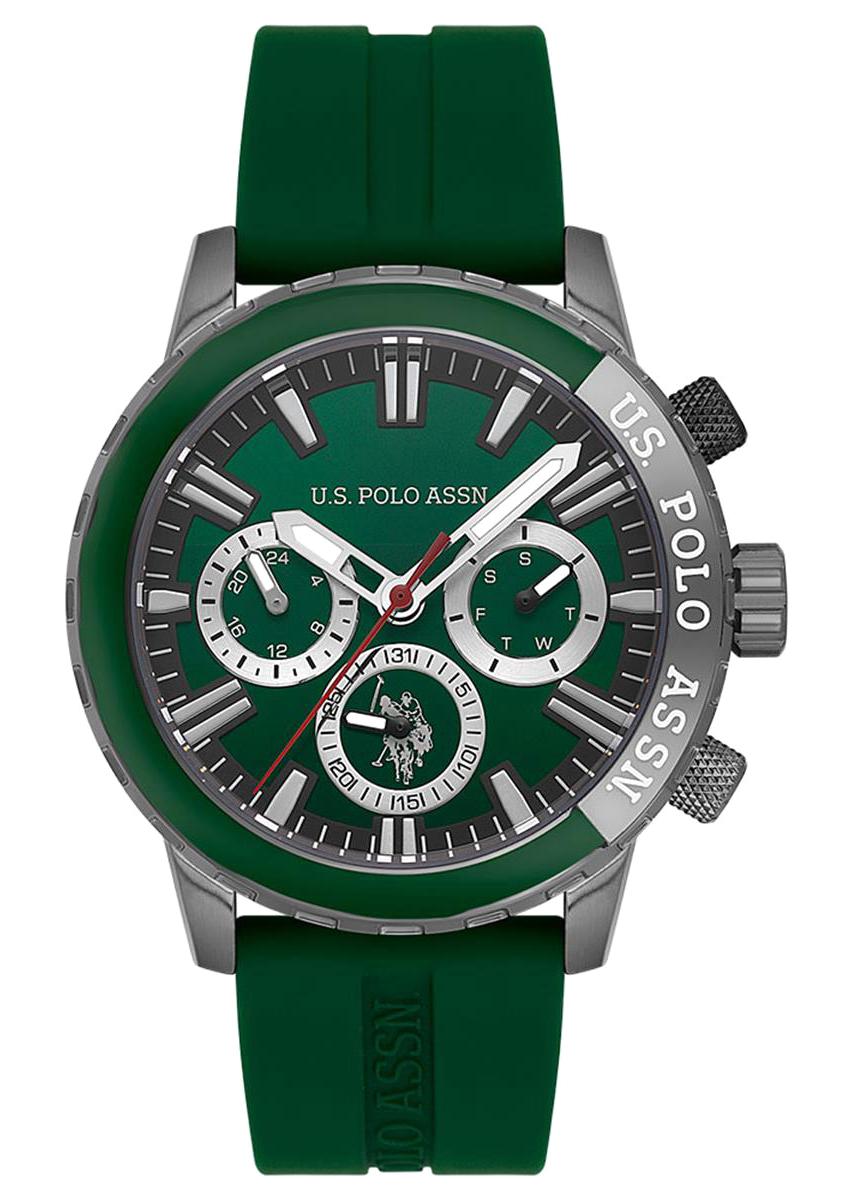U.S. Polo Assn USPA1026-11 Takvimli 45 mm Yeşil Silikon Kordon Analog Erkek Kol Saati