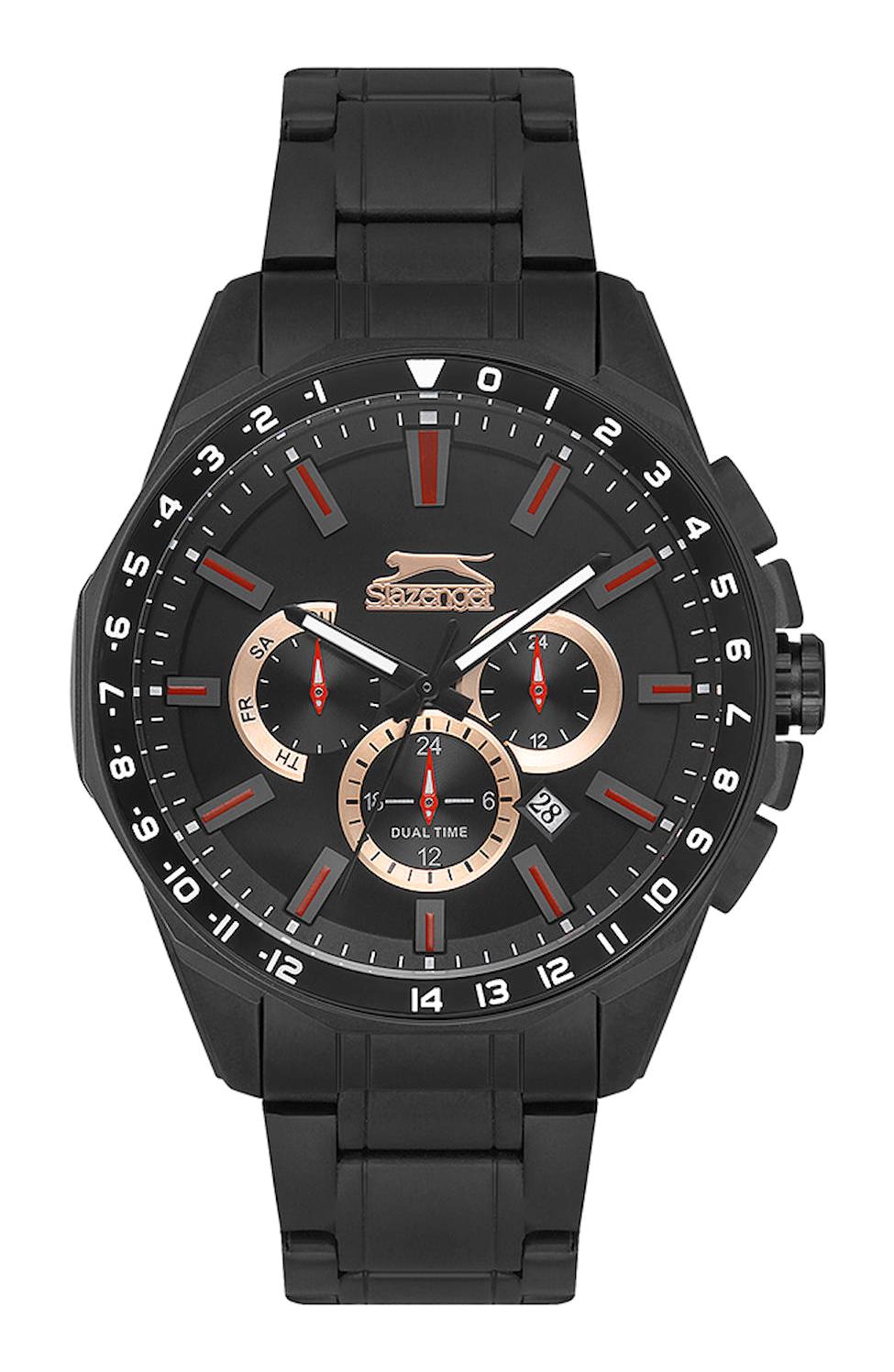 Slazenger SL.09.2112.2.04 Takvimli 44 mm Siyah Silikon Kordon Analog Erkek Kol Saati