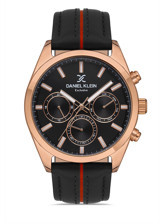 Daniel Klein DKE.1.10347.4 Takvimli 44 mm Siyah Deri Kordon Analog Erkek Kol Saati