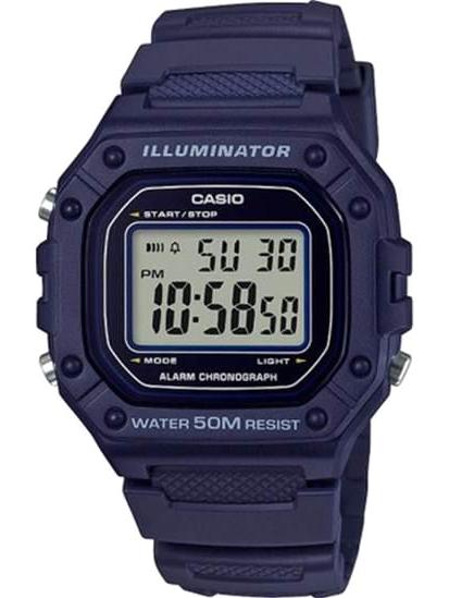 Casio W-218H-2AVDF Takvimli 42 mm Lacivert Silikon Kordon Dijital Kol Saati