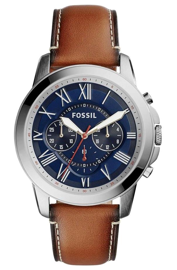 Fossil FS5210 Takvimli 44 mm Kahverengi Deri Kordon Analog Erkek Kol Saati
