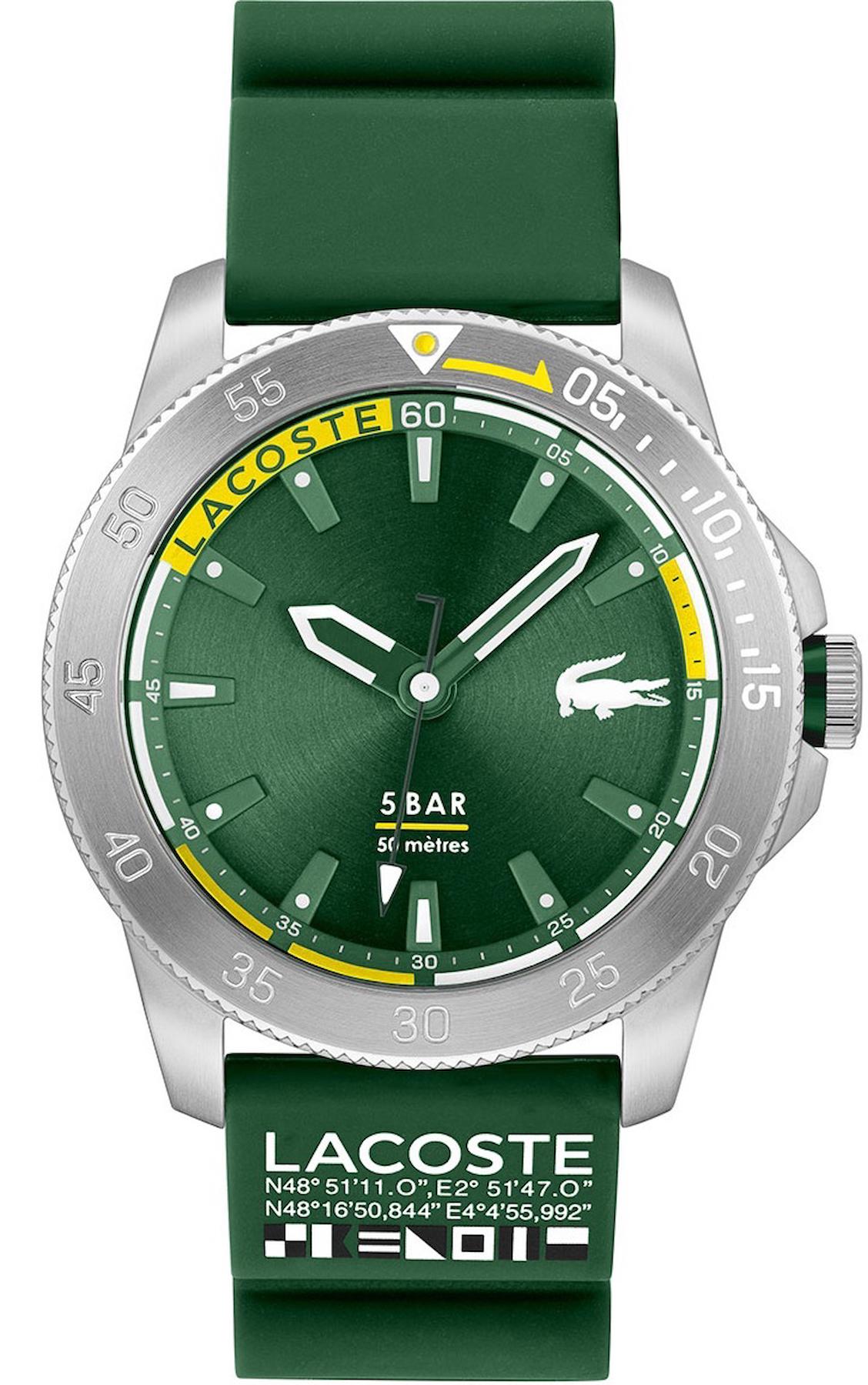 Lacoste LAC2011332 44 mm Yeşil Silikon Kordon Analog Erkek Kol Saati