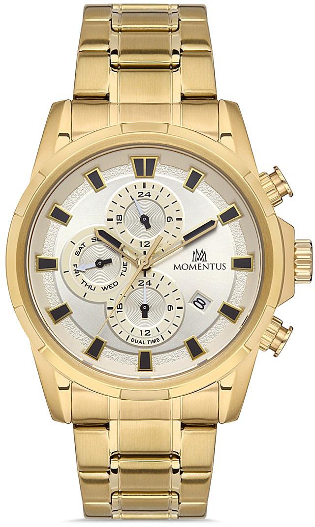 Momentus CC301G-08SG Takvimli 45 mm Altın Çelik Kordon Analog Erkek Kol Saati