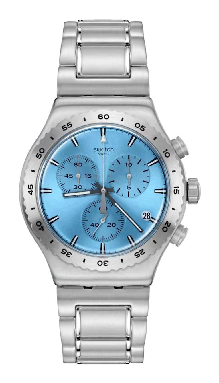 Swatch YVS528G Takvimli 44 mm Çelik Kordon Analog Erkek Kol Saati