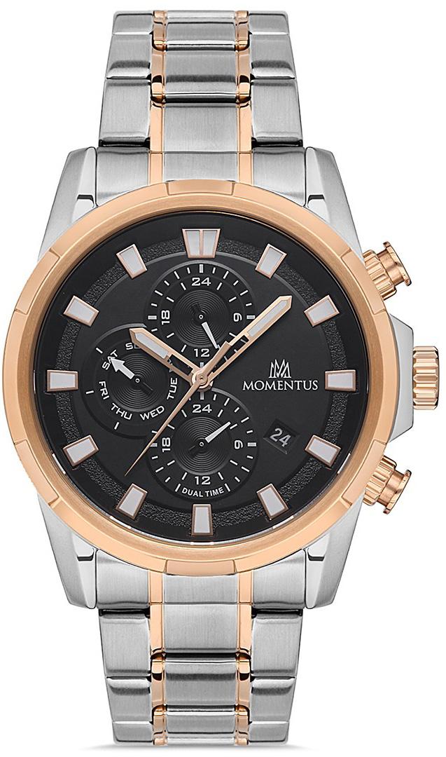 Momentus CC301T-04SR Takvimli 45 mm Altın-Çelik Kordon Analog Erkek Kol Saati