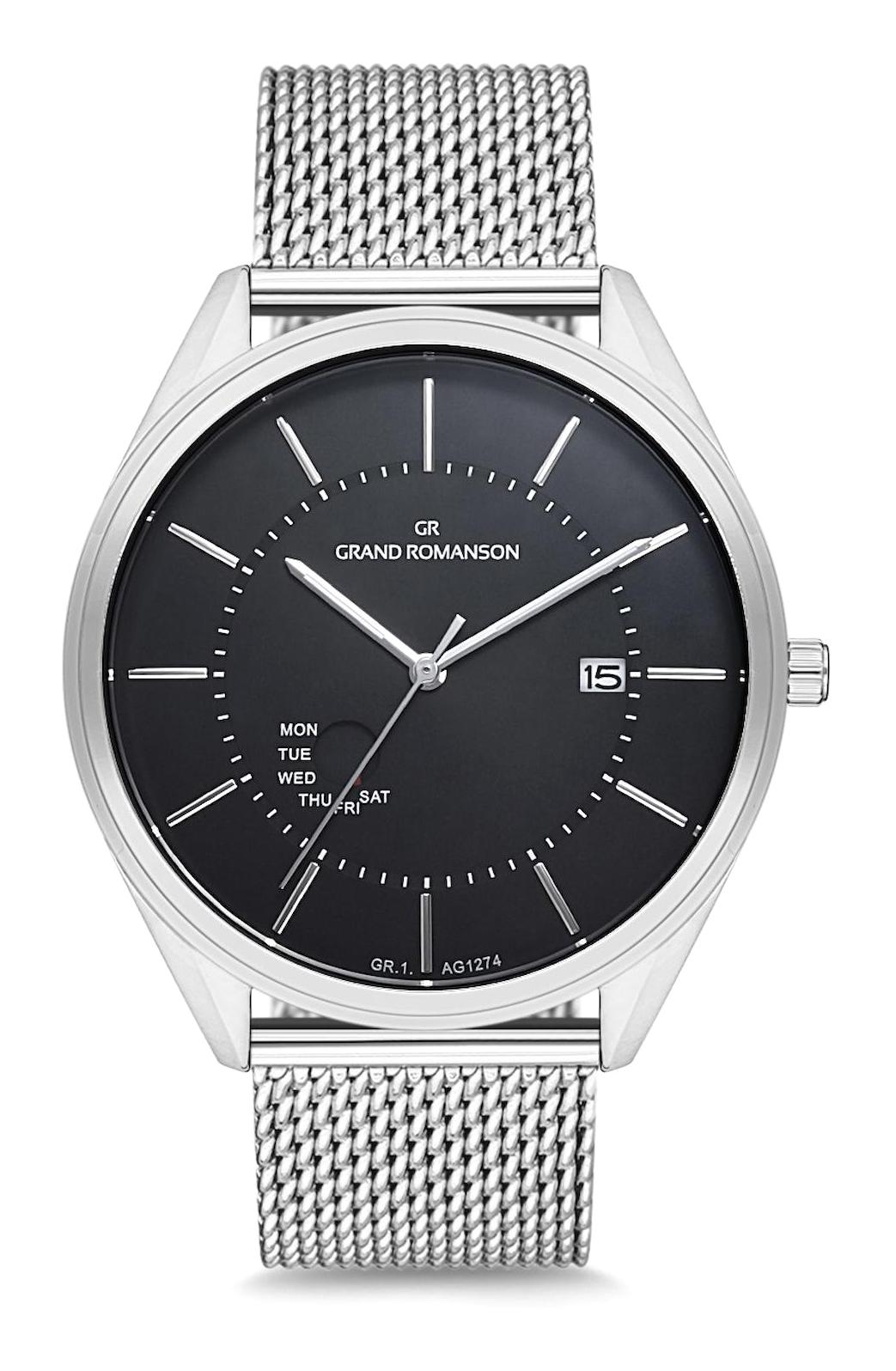 Romanson GR.1.AG1274.02 Takvimli 44 mm Metal Kordon Analog Erkek Kol Saati