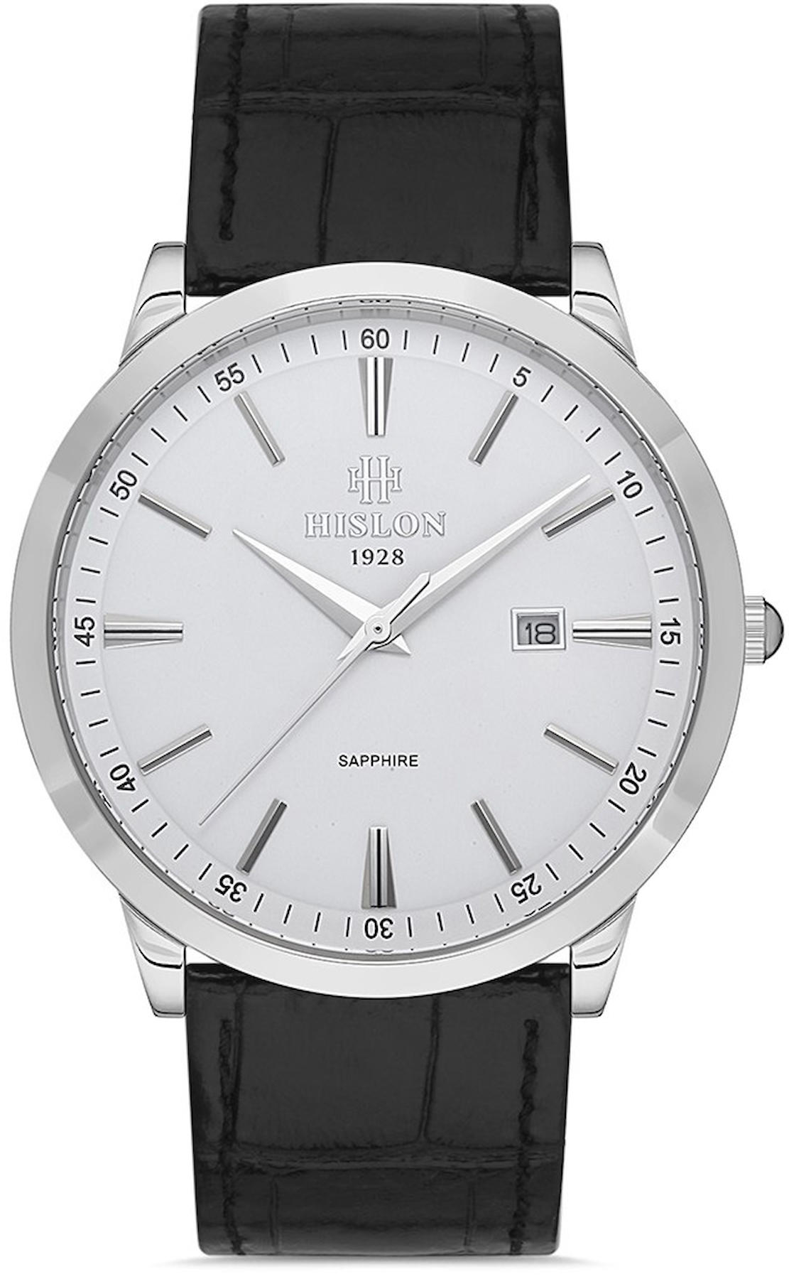 Hislon CL125S-03BS Takvimli 42 mm Siyah Deri Kordon Analog Kol Saati