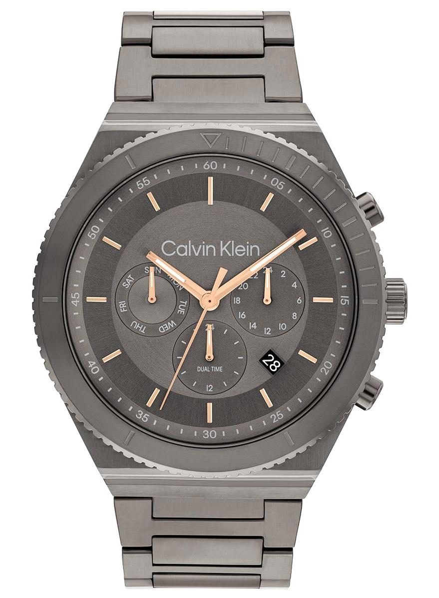 Calvin Klein CK25200304 Takvimli 44 mm Füme Çelik Kordon Analog Erkek Kol Saati