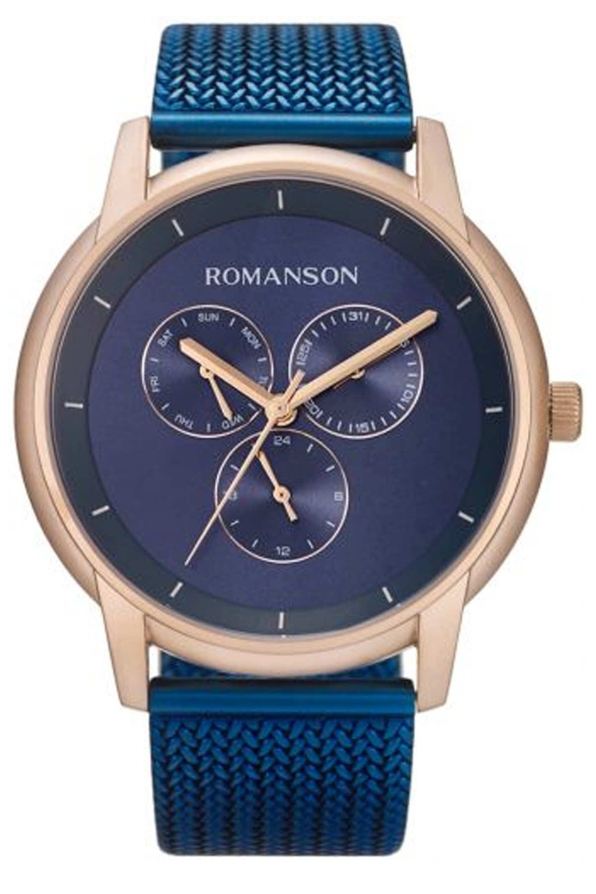 Romanson TM8A22FMURA46R Takvimli Lacivert Çelik Kordon Analog Erkek Kol Saati