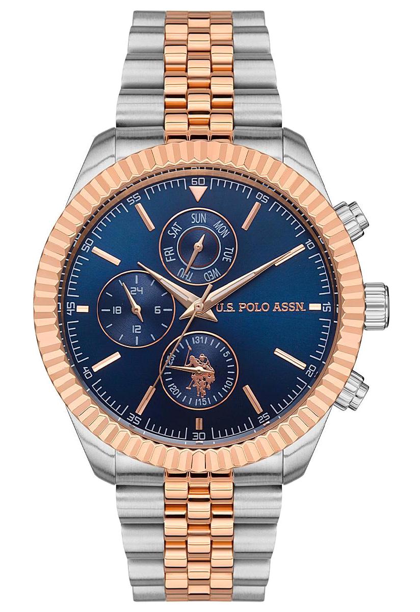 U.S. Polo Assn USPA1054-04 Takvimli 44 mm Gri-Rose Gold Çelik Kordon Analog Erkek Kol Saati