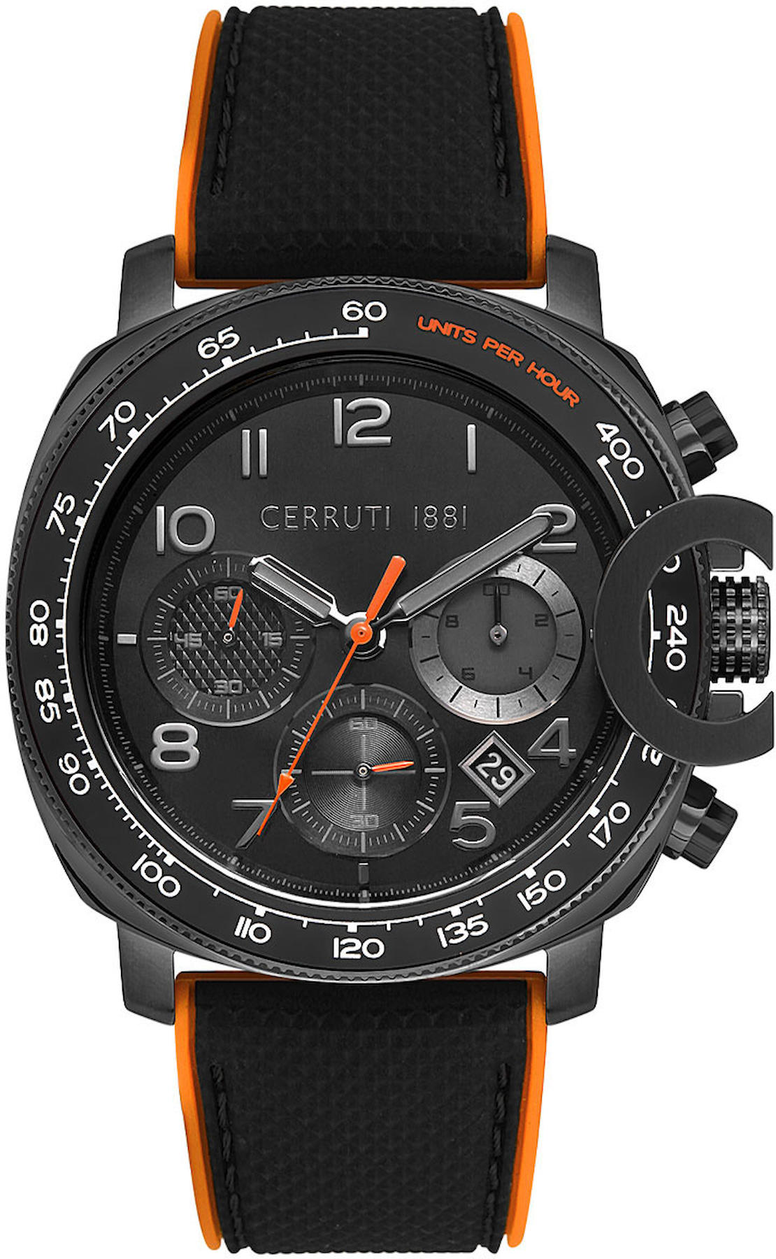 Cerruti 1881 CIWGO2206805 Takvimli 45 mm Si̇yah Plastik Kordon Analog Erkek Kol Saati