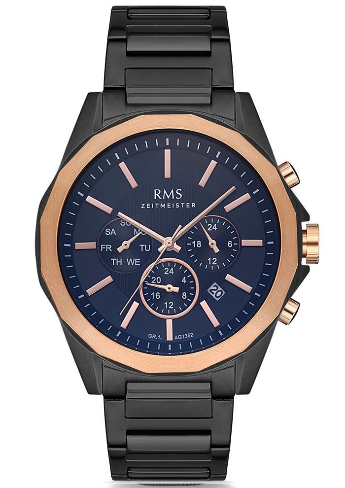 Grand Romanson GR.1.AG1352.07 Takvimli 45 mm Siyah Çelik Kordon Analog Erkek Kol Saati