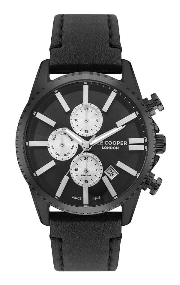 Lee Cooper LC07398.651 Takvimli 42 mm Siyah Deri Kordon Analog Erkek Kol Saati