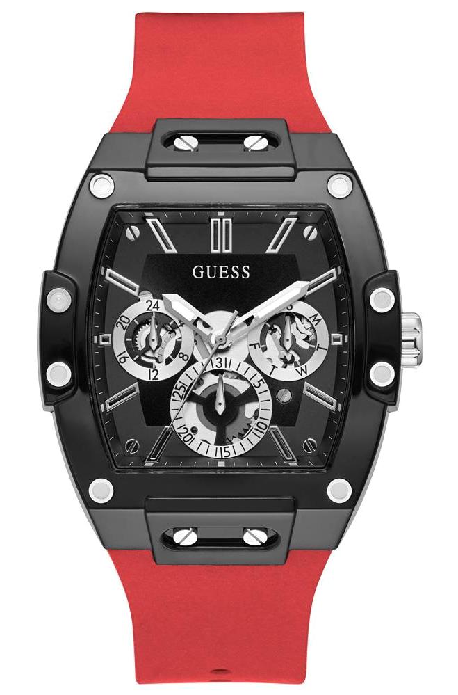 Guess GUGW0203G4 Pusulalı Takvimli 43 mm Kırmızı Silikon Kordon Analog Erkek Kol Saati