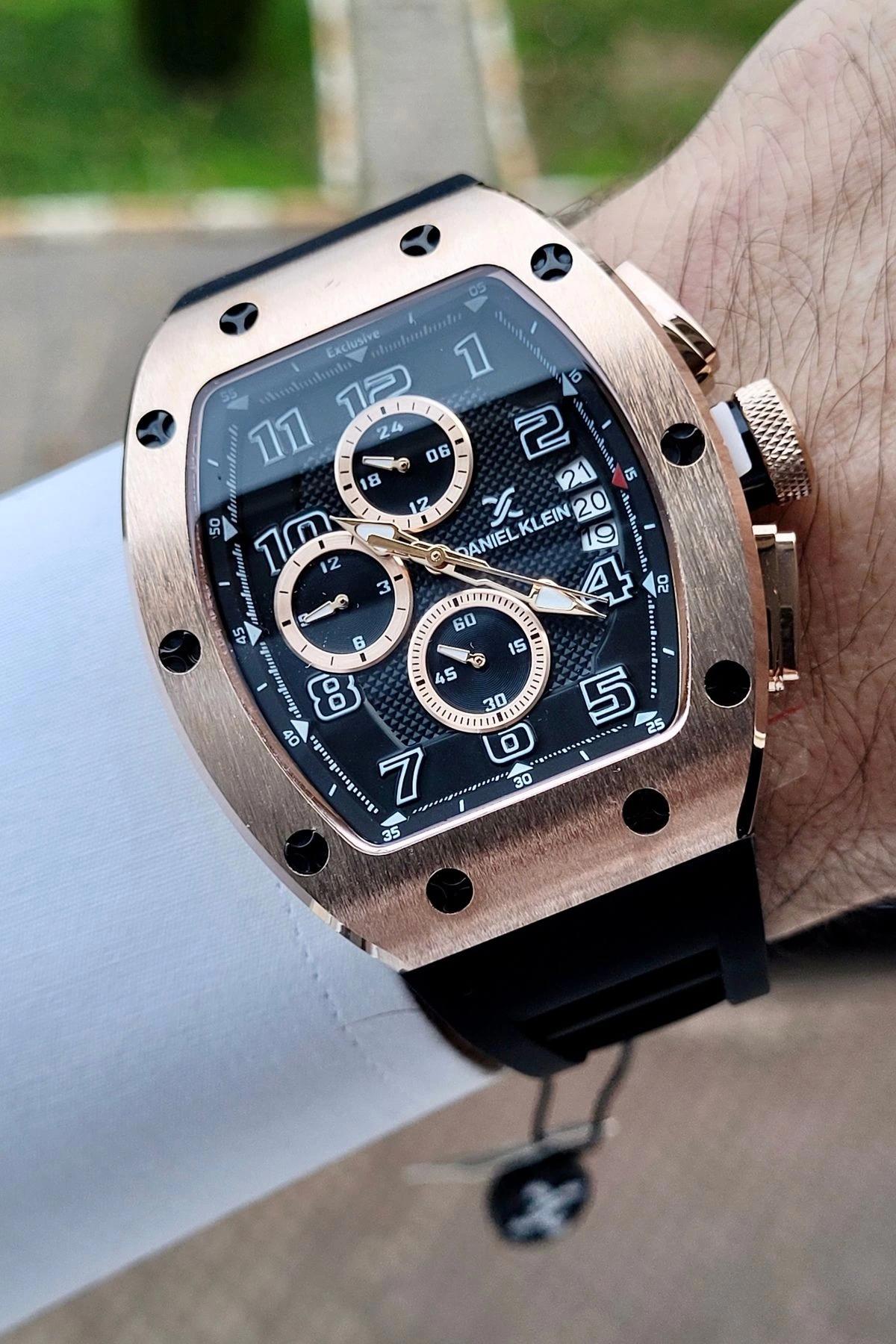 Daniel Klein DKISTE953 Takvimli 42 mm Siyah Silikon Kordon Analog Erkek Kol Saati