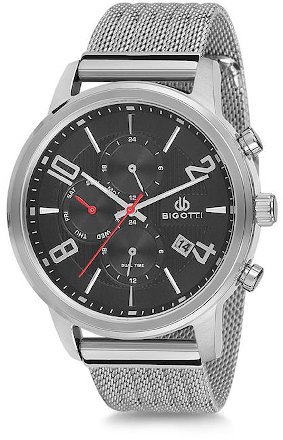 Bigotti BGT02377D-01 Takvimli 45 mm Çelik-Hasır Kordon Analog Erkek Kol Saati