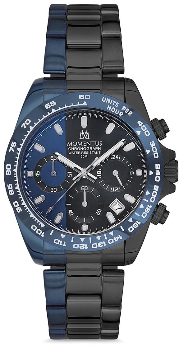 Momentus SM287T-11SS Takvimli 39 mm Siyah Çelik Kordon Analog Kol Saati