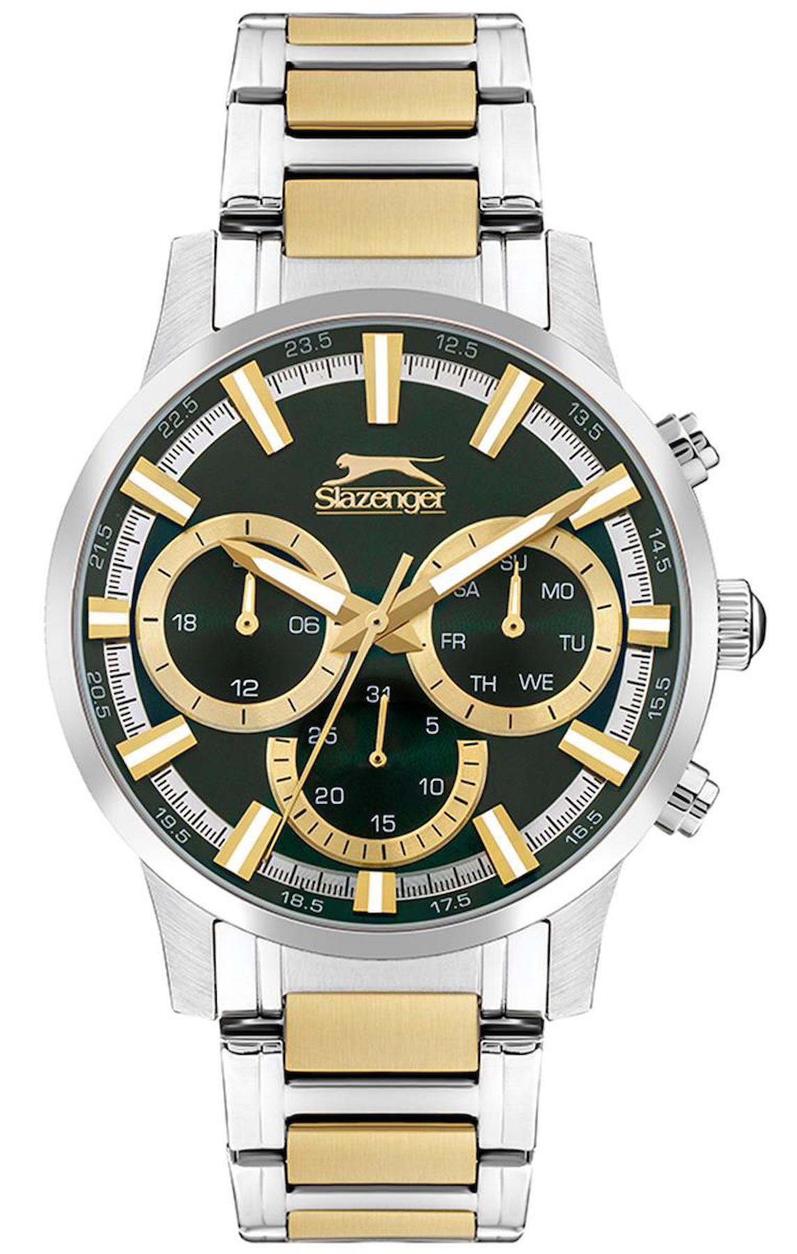 Slazenger SL.09.2294.2.02 Takvimli 45 mm Altın-Çelik Kordon Analog Erkek Kol Saati