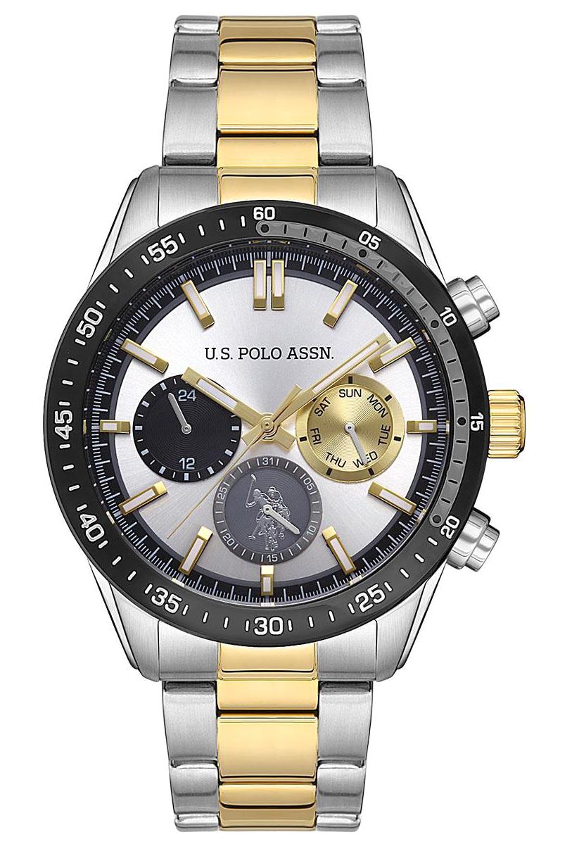 U.S. Polo Assn USPA1044-05 Takvimli 45 mm Altın-Çelik Kordon Analog Erkek Kol Saati
