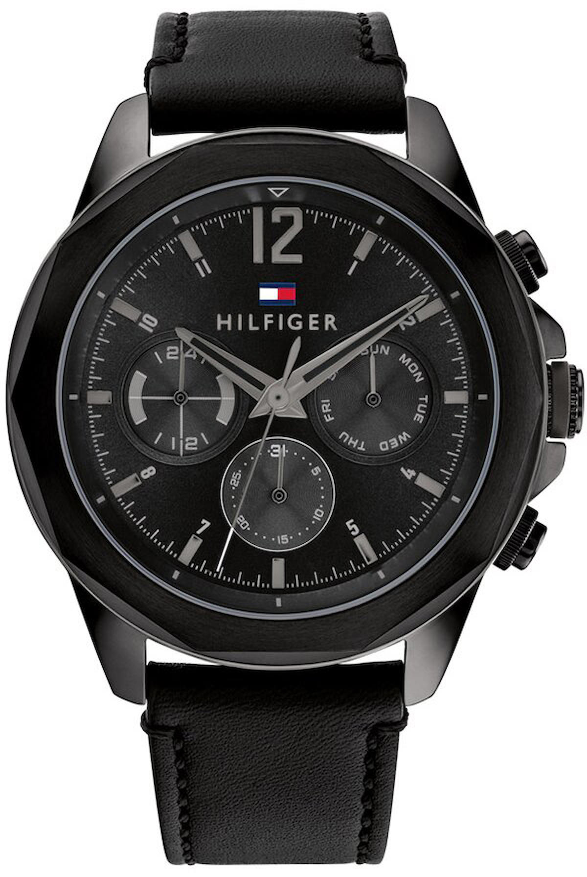 Tommy Hilfiger TH1792062 Takvimli 46 mm Siyah Deri Kordon Analog Erkek Kol Saati