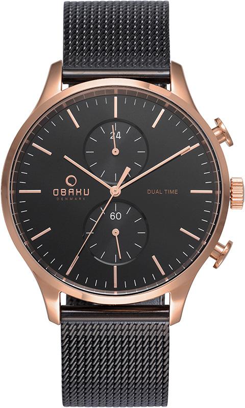 Obaku Denmark V196GUVBMB Takvimli 42 mm Siyah Çelik Kordon Analog Kol Saati
