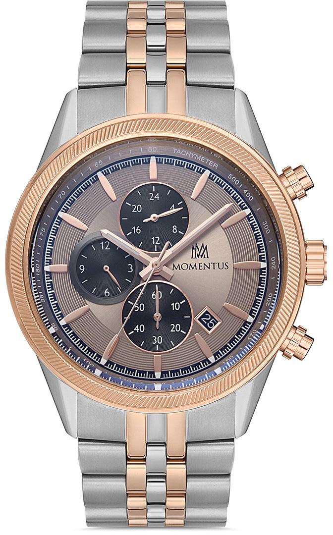 Momentus SM370T-07SR Takvimli 45 mm Gri-Rose Gold Çelik Kordon Analog Erkek Kol Saati