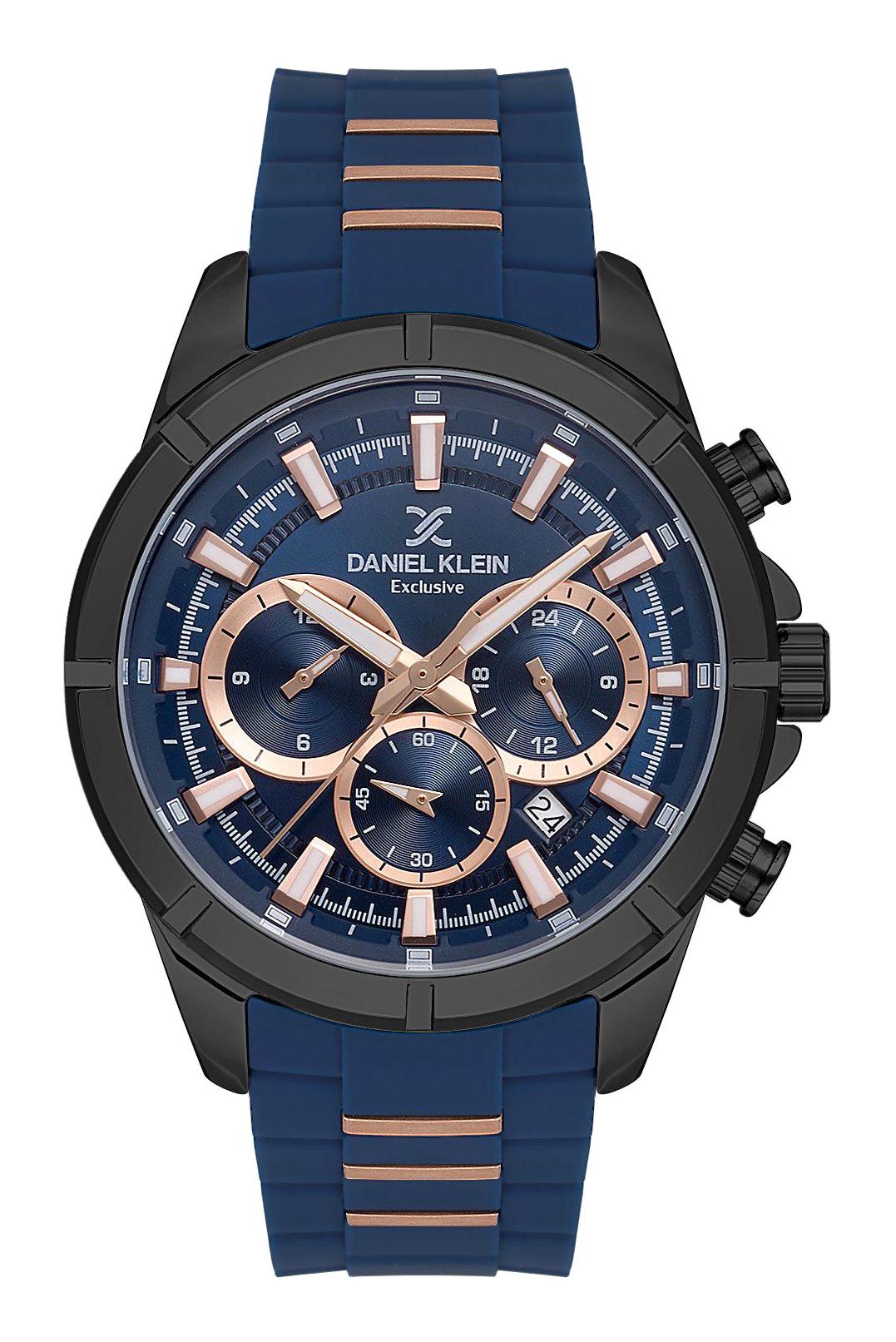 Daniel Klein DKE.1.10563.3 Takvimli 45 mm Lacivert Silikon Kordon Analog Erkek Kol Saati