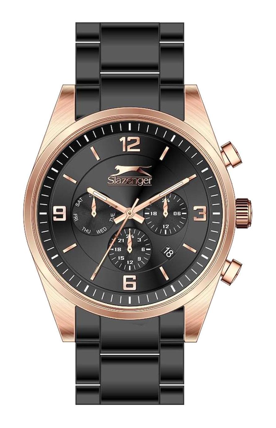 Slazenger SL.09.2161.2.01 Takvimli 45 mm Siyah Çelik Kordon Analog Erkek Kol Saati