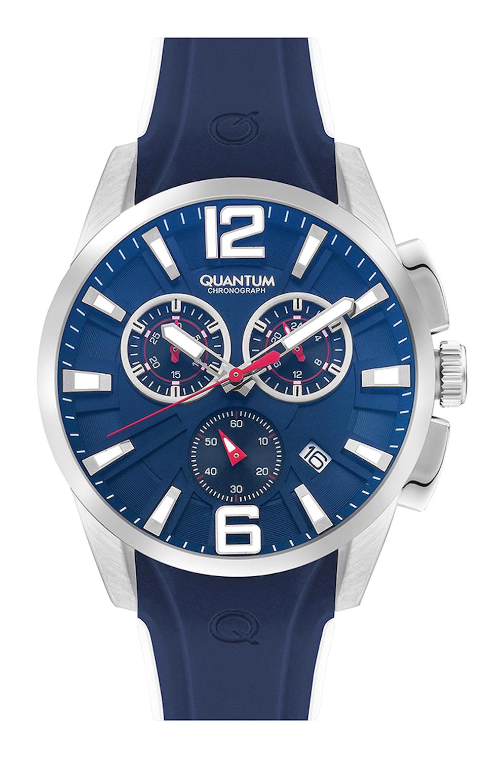 Quantum PWG1076.399 Takvimli 46-50 mm Mavi Silikon Kordon Analog Erkek Kol Saati