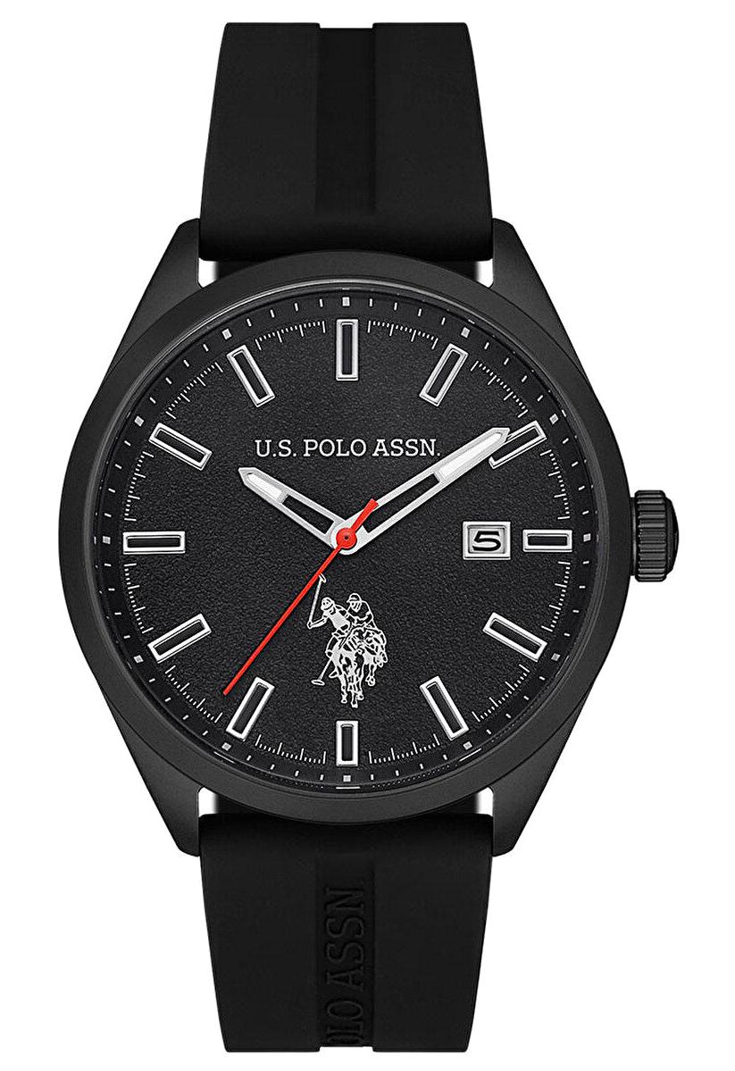 U.S. Polo Assn USPA1068-07 Takvimli 43 mm Siyah Silikon Kordon Analog Erkek Kol Saati