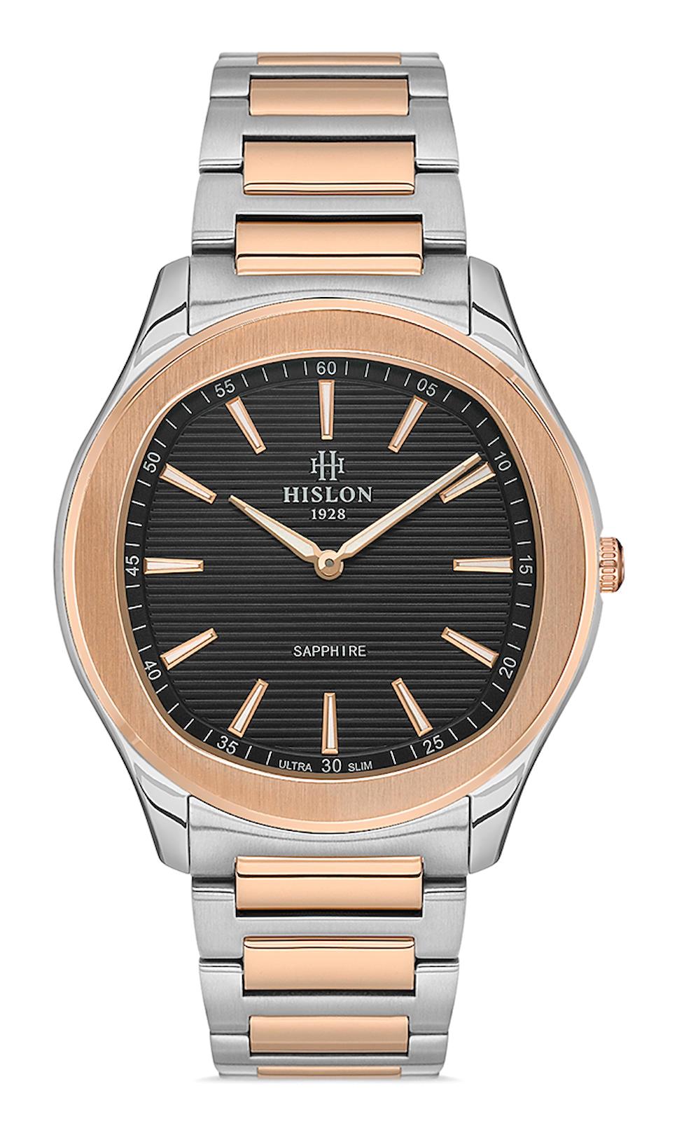 Hislon CL148T-04SR 42 mm Gri-Rose Gold Çelik Kordon Analog Erkek Kol Saati