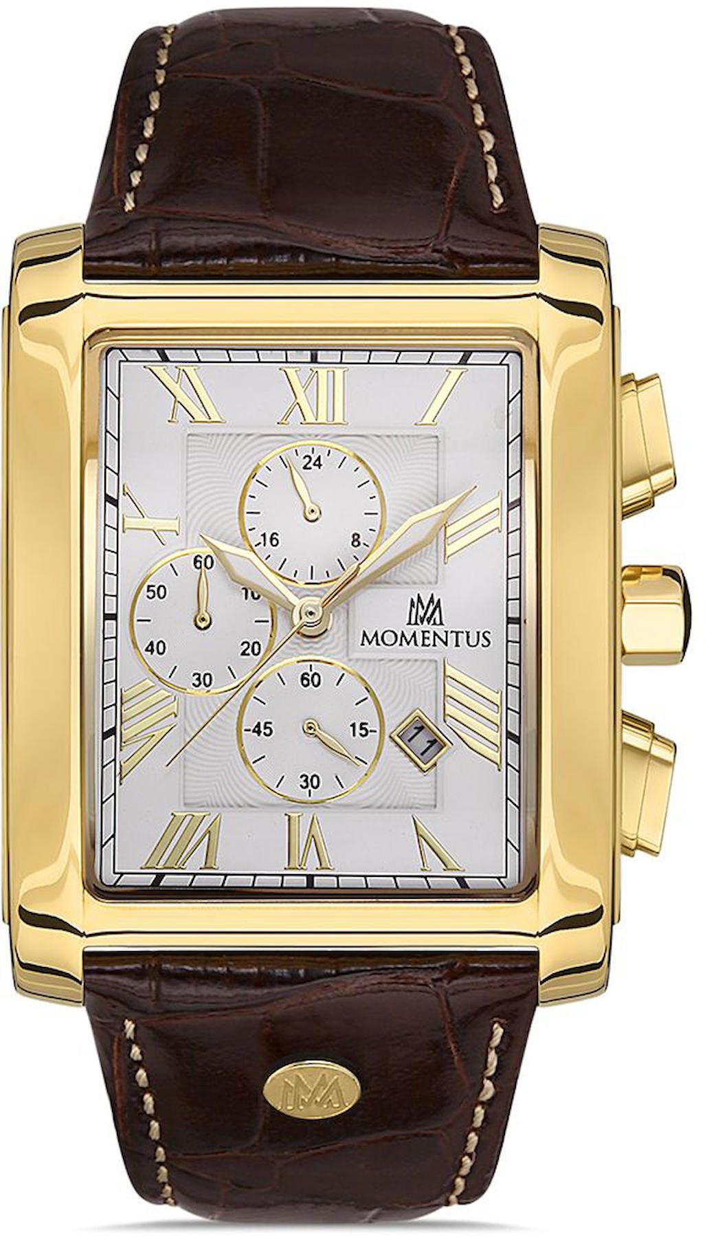 Momentus TM111G-02KG Takvimli 44 mm Kahverengi Çelik Kordon Analog Erkek Kol Saati