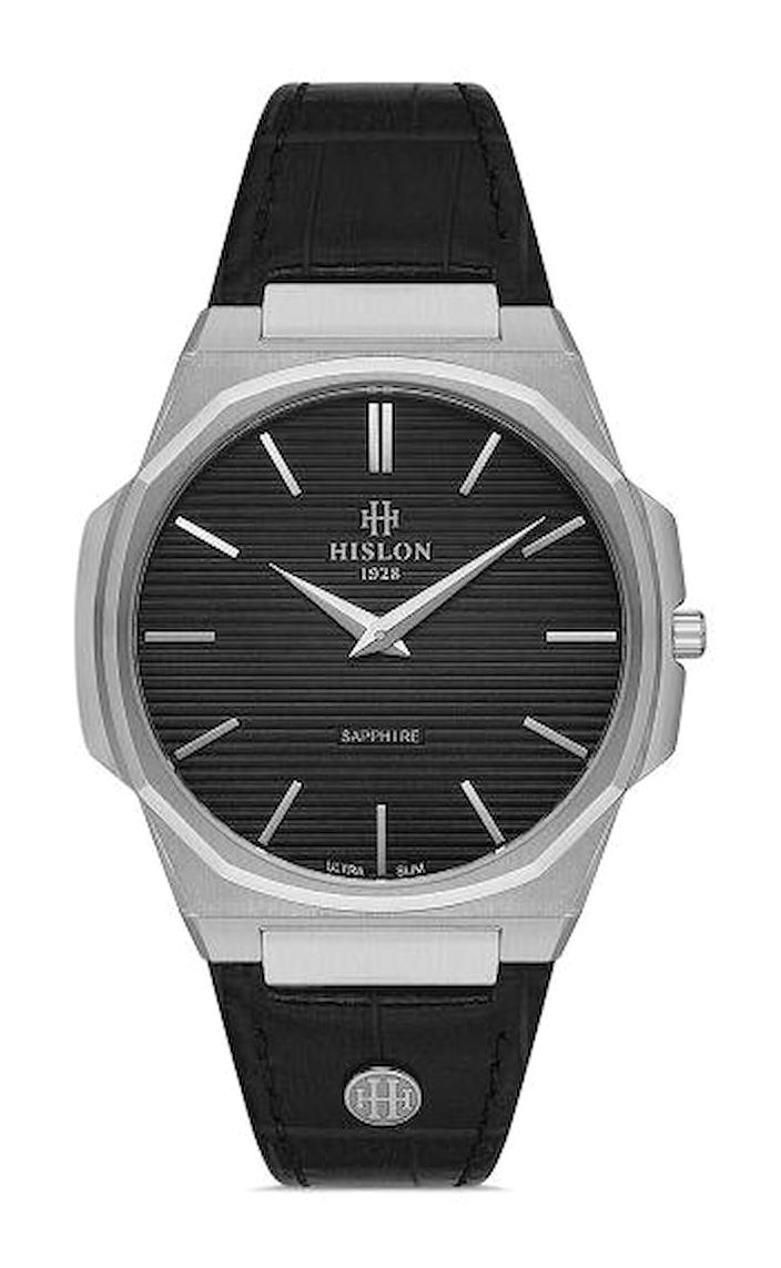 Hislon CL130S-04BS 40 mm Siyah Deri Kordon Analog Erkek Kol Saati