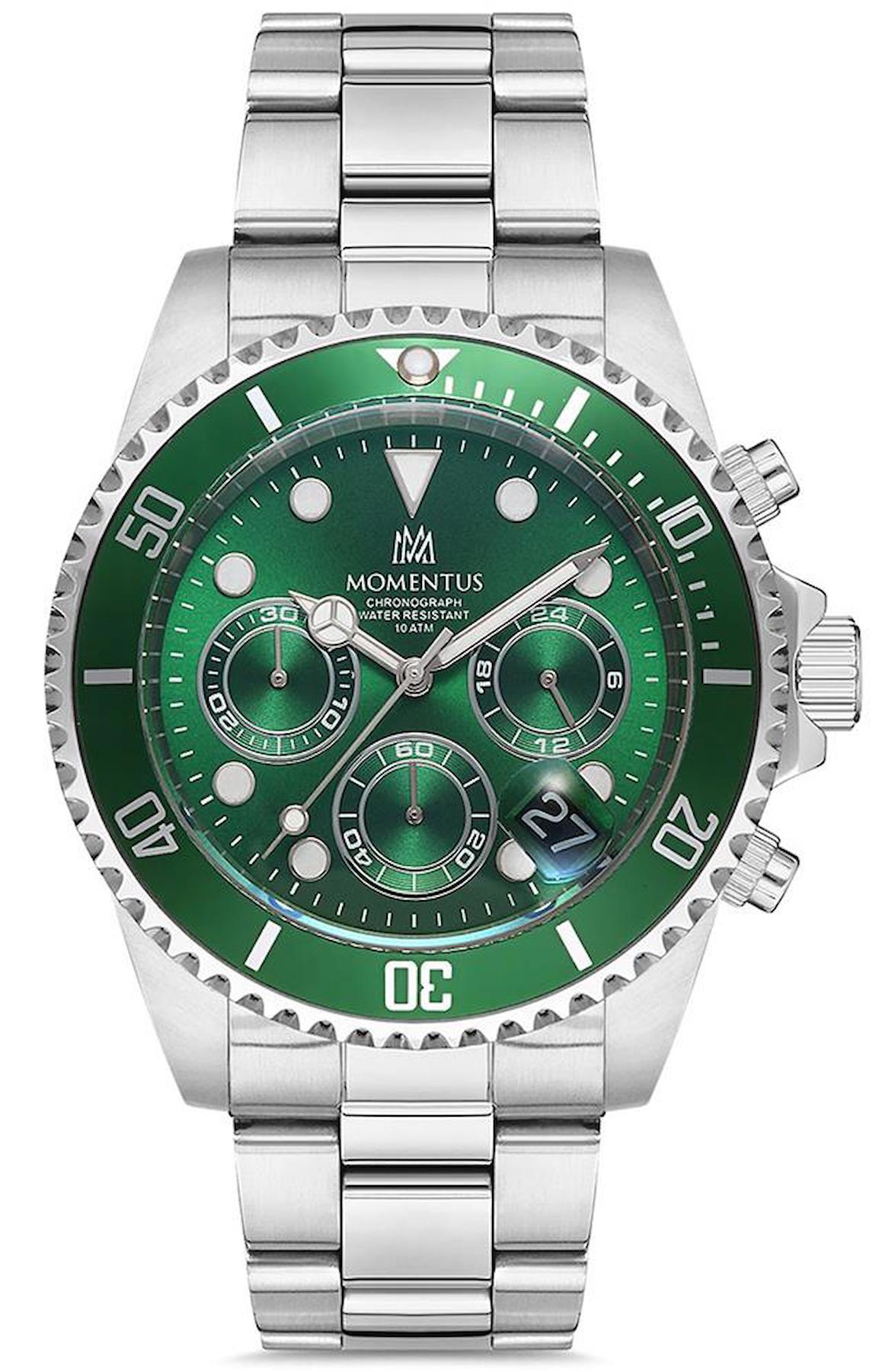 Momentus SM361T-15SS Takvimli 44 mm Çelik Kordon Analog Erkek Kol Saati