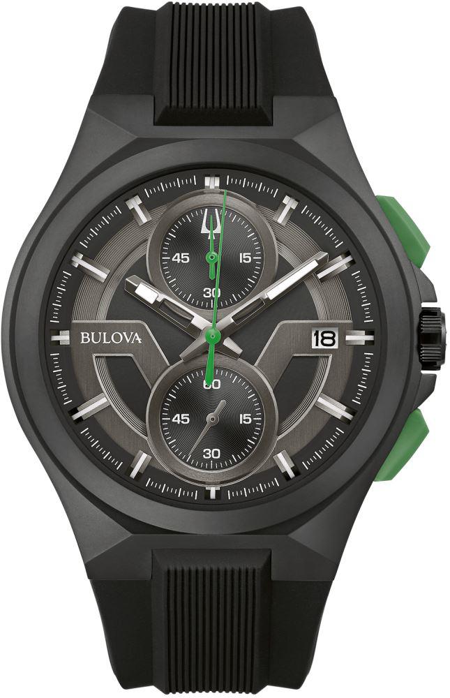Bulova 98B381 Takvimli 46 mm Siyah Silikon Kordon Analog Kol Saati