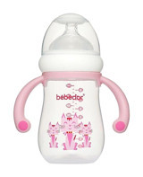 Bebedor Polipropilen Kulplu 3+ Ay Desenli Pembe Biberon 240 ml